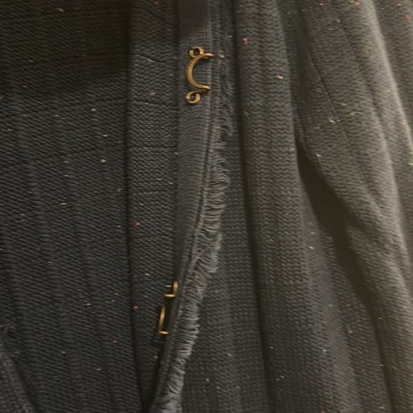 CAbi Duchess Longline Cardigan Sweater Blue Multicolor Flecks Frayed Edge Medium - Picture 5 of 7